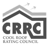 CRRC logo with "Cool Roof Rating Council" under a stylized commercial flat roof, related to large-loss restoration.