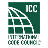 ICC logo with stylized globe, green background, and commercial roofing restoration text.